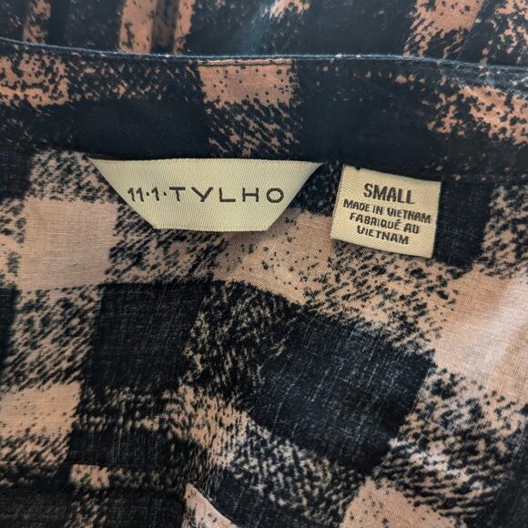 Anthropologie 11.1. TYLHO Black Checkered Button Up Dress Small - Picture 6 of 6